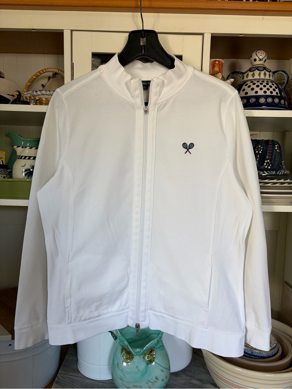 Women’s Brooks Brothers Tennis Jacket XL White Athletic Jacket with logo